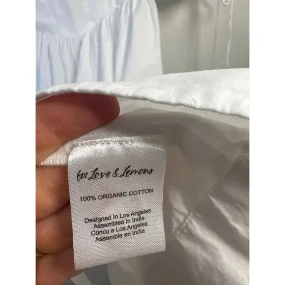 For Love & Lemons Jocelyn Midi Organic Cotton Midi Dress in White, Medium - Picture 6 of 8